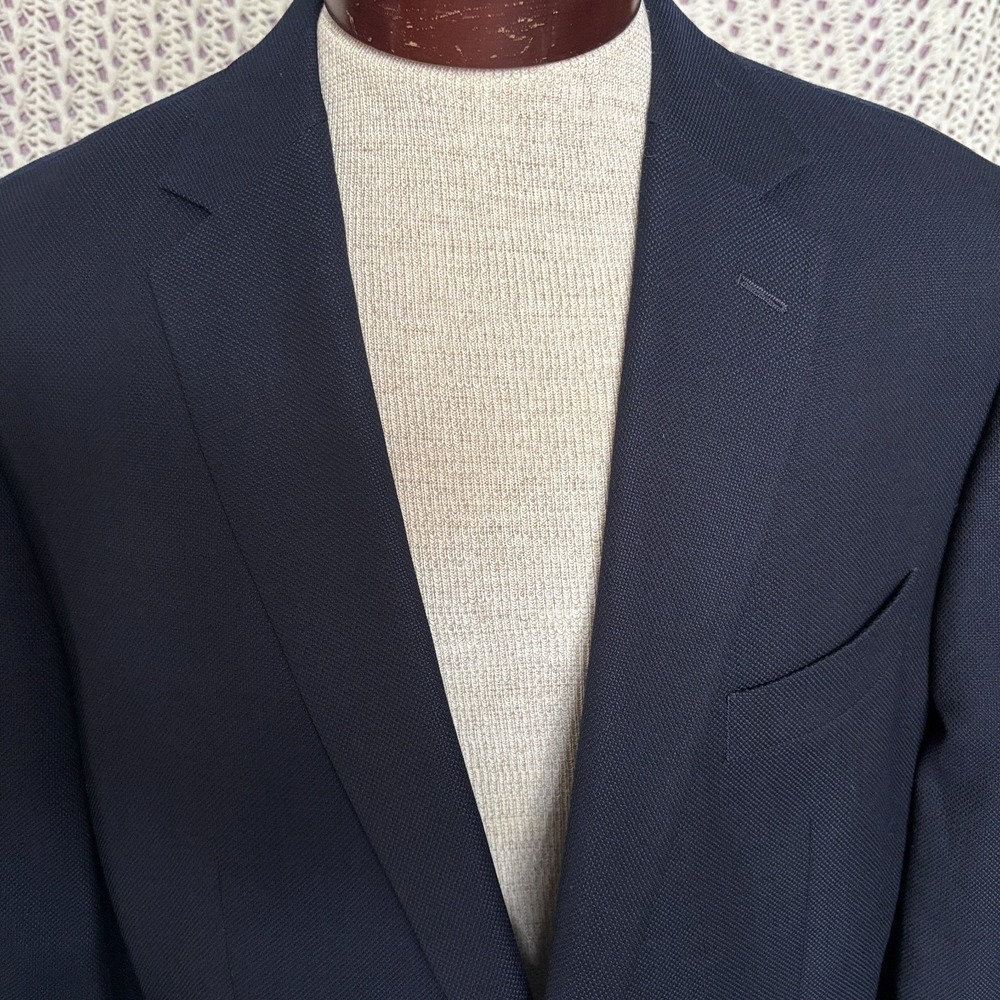 Joseph Abboud Wool Executive Fit Blazer Coat Reda Super 110's Size 46L Navy Blue